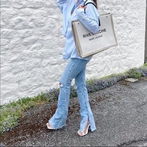 Zara Z1975 FLARED RIPPED SLIM FIT JEANS size 8 NWT